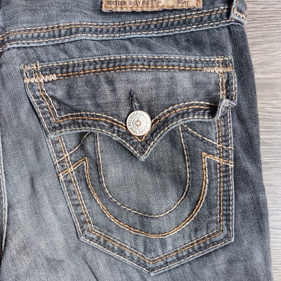 Men's True Religion gray/faded black denim jeans. Billy Big QT Size 33 - Picture 4 of 5